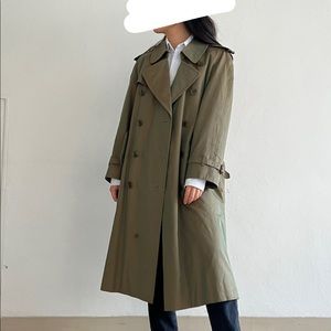 Vintage Burberry trench coat, XL Olive Green